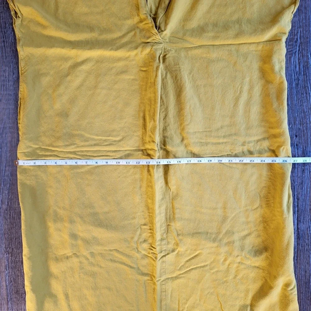 Zara Womens S Mustard Yellow V-Neck Dolman Sleeve Oversized Shift Midi Dress
